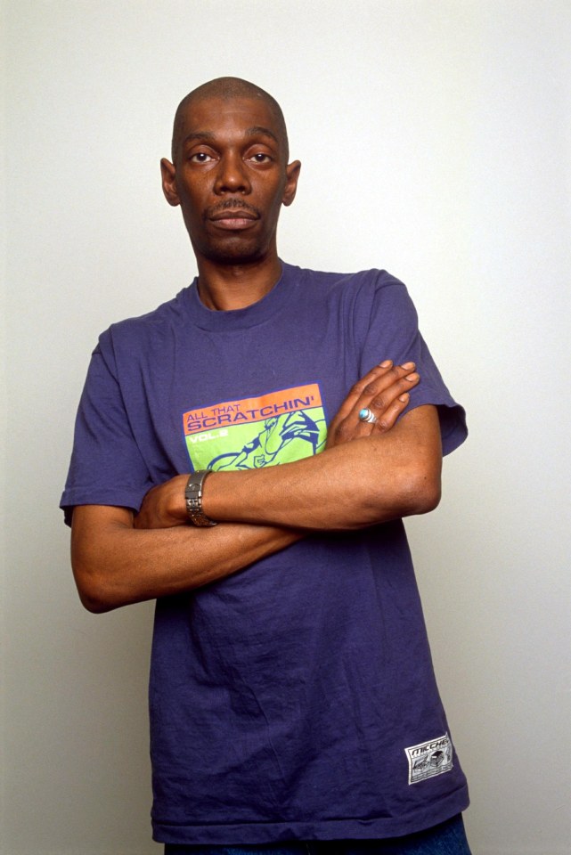 Maxi Jazz of Faithless, arms crossed.