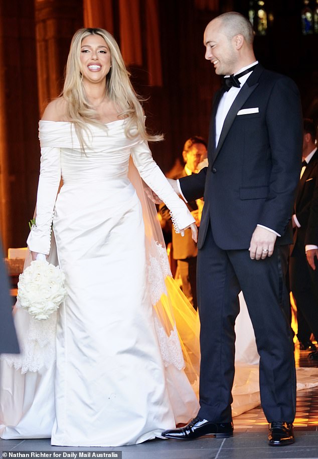 The Booby Tape founder took to social media on Monday to confirm earlier news reports that she had separated from her partner after two years of marriage. Pictured: Bridget and her ex on their wedding day in April 2023