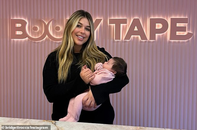 Bridgett Roccisano has broken her silence following her high-profile split from husband Joshua Cavallaro. Pictured: Bridgett and her three-month-old baby Elle